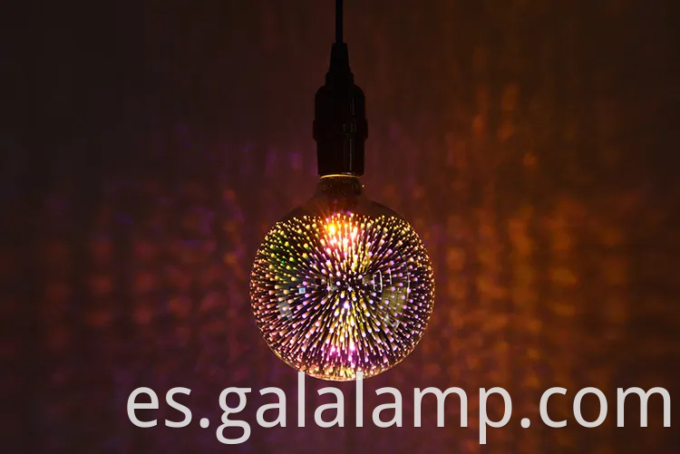 Coloridas bombillas LED de vidrio 3D para exhibición de fuegos artificiales festivos